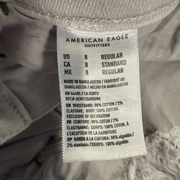 AE Jeans Women’s Distressed Mom Jeans Relaxed Tapered Cream Size 8 4597 - Picture 7 of 11